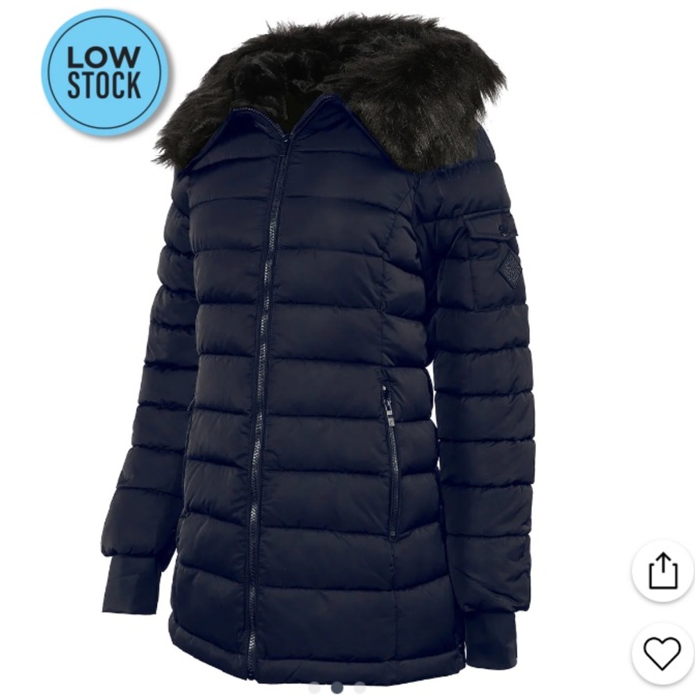 NWT Steve Madden Jacket with Fur Lined Hood Black Size Medium